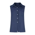 thumbnail image 4 of Ayolanni Cotton Linen T Shirt Women Blue Solid Button-up Shirts Lady Blouses Clearance Cheap M, 4 of 6