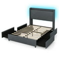 thumbnail image 2 of Gymax Full Size Bed Frame w/LED Lights Charging Station 2 Storage Pockets & 4 Drawers, 2 of 10