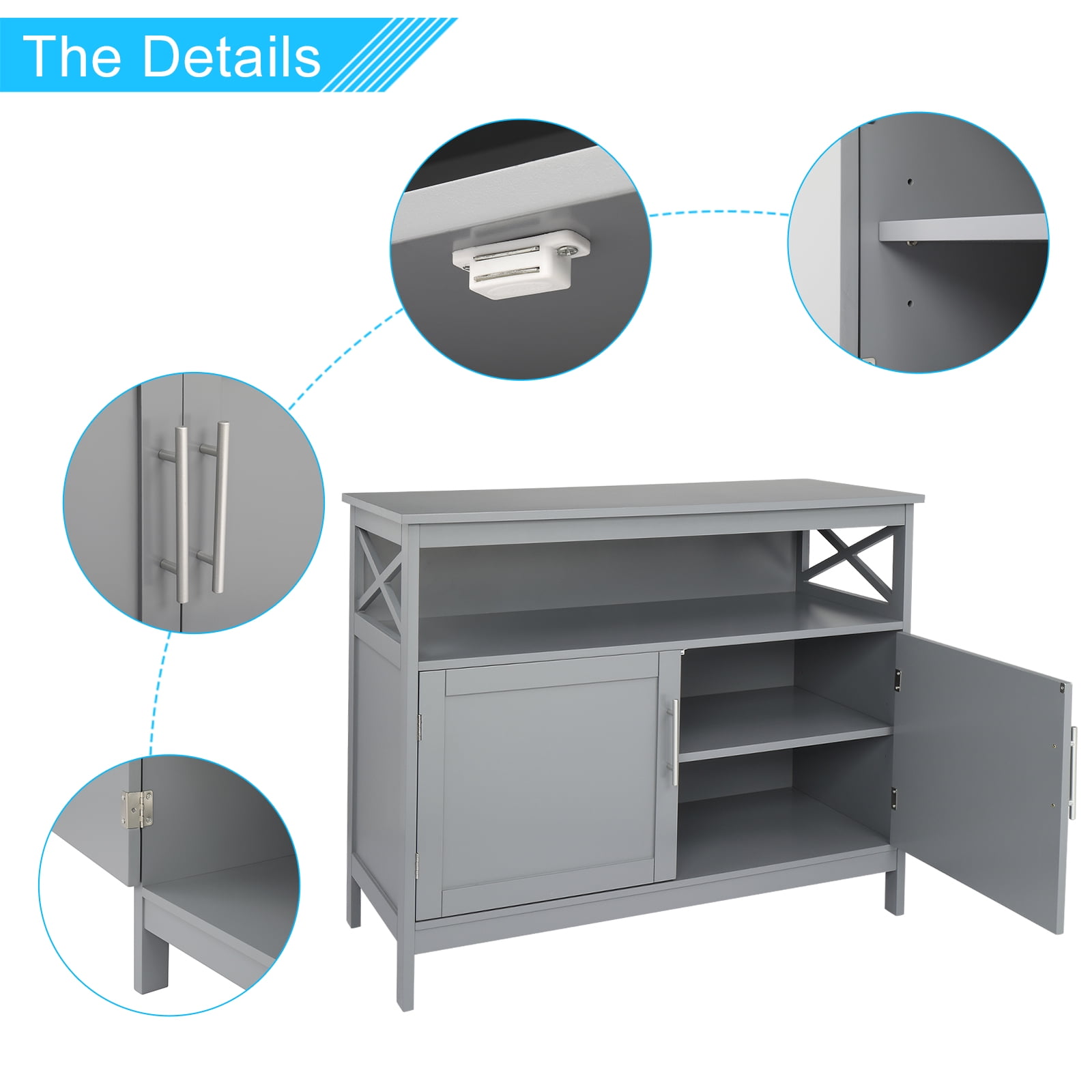 Lowestbest Kitchen Accent Buffet Side Cabinet, Entrance Service Locker Entrance Kitchen Restaurant Console, Gray Lowestbest Kitchen Accent Buffet Side Cabinet, Entrance Service Locker Entrance Kitchen Restaurant Console, Gray