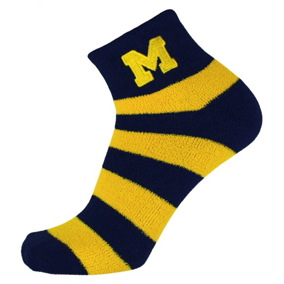 Donegal Bay Michigan Wolverines Stripe Fuzzy Sleep Socks - NCAA Officially Licensed - DB Fan Gear