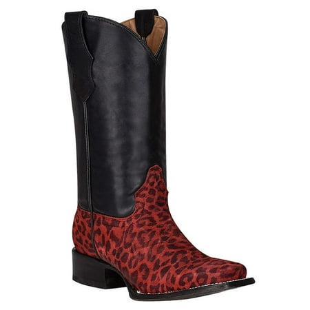 

Circle G Boys J7110 Kids Leopard Foot Black Shaft Boot 2 Red
