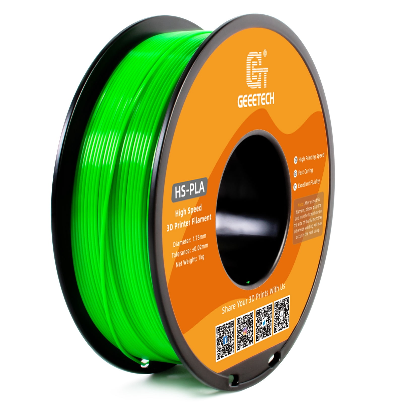Geeetech 1.75mm PLA 3D Printer Filament, 10kg Spool (22lbs), Dimensional Accuracy +/- 0.03mm,Green
