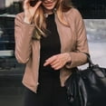 thumbnail image 3 of SJJYV Slim Fit Leather Jacket Women, Classic Moto Biker Pu Autumn & Winter Basic, 3 of 5