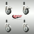 thumbnail image 2 of 4 Inch 316SS Thermoplastic Rubber Swivel 1-3/8 Inch Stem Caster Set 2 Lock Brake, 2 of 2