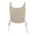 thumbnail image 3 of Youmylove Womens Casual Tops Summer Solid Color Crop Top Square Neck Sleeveless Tie Up Vest Tee Shirt Slim Versatile Outfits, 3 of 9