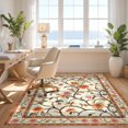 thumbnail image 3 of Design&I 3'x5' Washable Accent Rug Pet Friendly & Non-Slip Built-In Grip Retro Mid Bird Eclectic Boho Century Vines Orange Funky Burnt for Bedroom, Walk-in Closet, 3 of 7