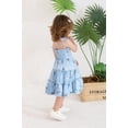 thumbnail image 3 of Vestido Happy Town para niña pequeña, estilo bohemio, halter, con volantes, azul, 3 of 7