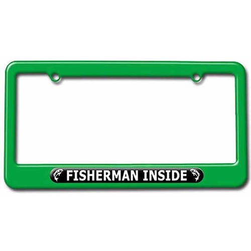 Fisherman Inside, Fishing, Trout, Bass License Plate Tag Frame