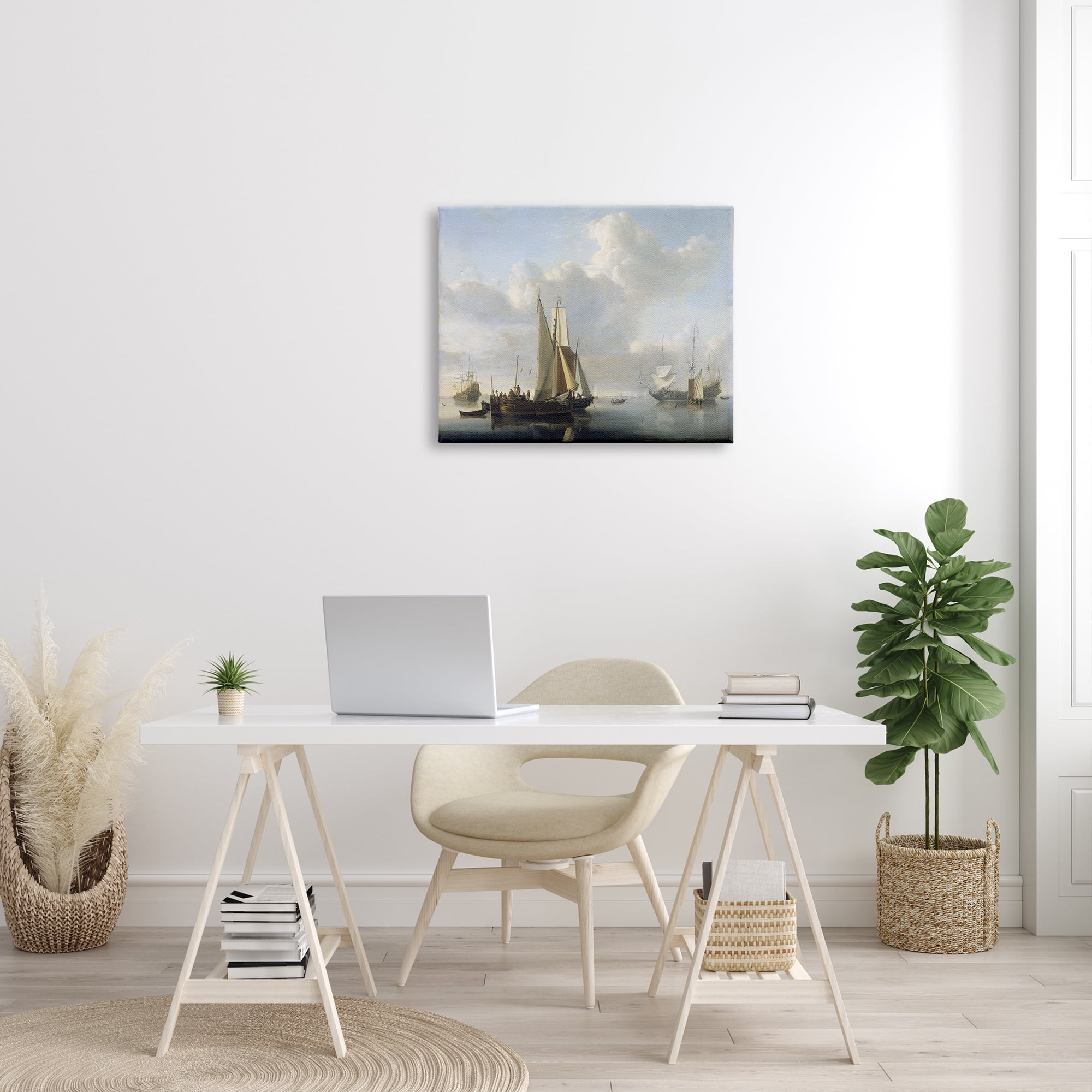Stupell Industries Ships before the Shore Willem van de Velde Classic Painting Painting Gallery Wrapped Canvas Print Wall Art, Design by one1000paintings