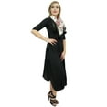 thumbnail image 5 of Bimba Women's Designer Black Cowl Drape Maxi Dress With Printed Tassel Scarf-10, 5 of 5
