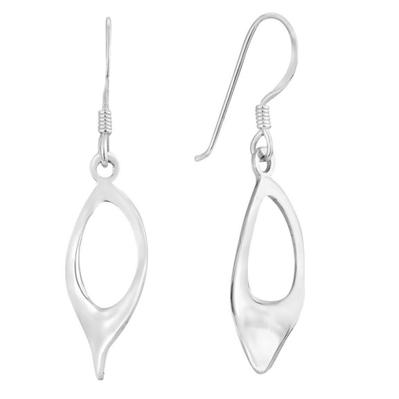AeraVida Casual Marquise Open Teardrop Warp Sterling Silver Dangle Earrings
