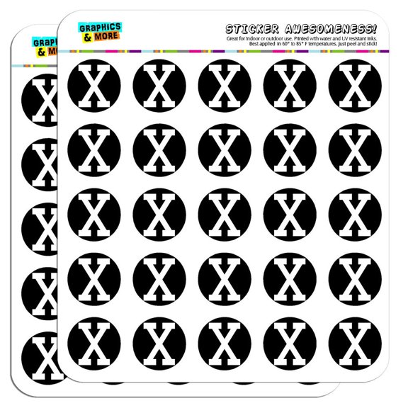 Letter X Initial Black White 1" Scrapbooking Crafting Stickers