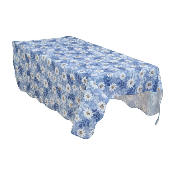 Vinyl Plastic Tablecloth for Square Tables 53 x 53 Daisy Pattern,  Wedding/Restaurant/Parties Decoration, Water Oil Res 