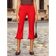 thumbnail image 4 of Pantalones capri para mujer, cintura elástica, largo 3/4, lisos/de lunares, cortos, para uso diario informal., 4 of 9