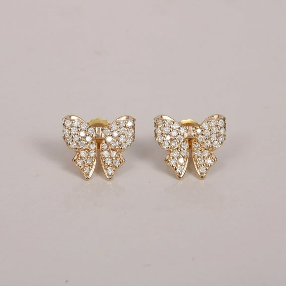0.39 Ct Round Cut Created Diamond Ribbon Earrings 14K Yellow Gold Plated