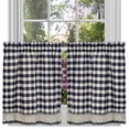 thumbnail image 3 of bed bath n more Classic Navy Cotton-blend Buffalo Check Kitchen Curtain Set or Separates tier pair 24x58, 3 of 5