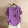 thumbnail image 2 of QHWAUAKFBN T Shirts For Women Trendy Graphic Plus Size Linen Loose Tunic Breathable & Comfortable Boho Blouse Tshirts Top, 2 of 4