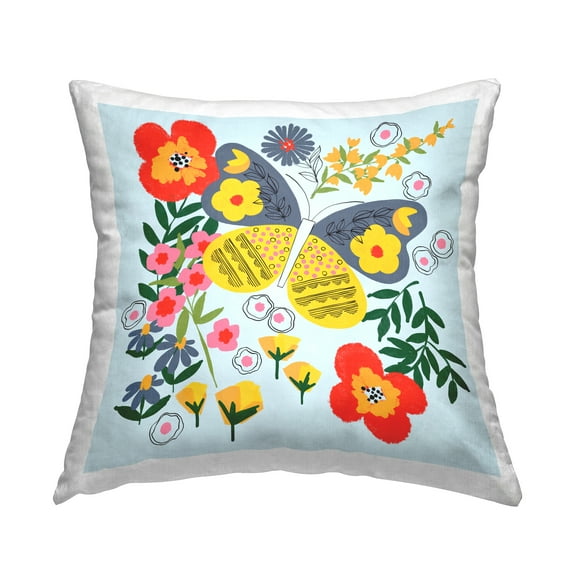 Stupell Industries Modern Fluttering Blooms Decorative Printed Throw Pillow, 18 x 18