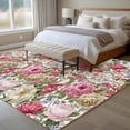 thumbnail image 4 of Area Rug for Living Room, Pink Spring Floral Non-Slip Indoor Large Carpet for Bedroom/Dining Room, Vintage Summer Botanical Washable Low-Profile Rectangle Floor Runner Rugs - 6 x 9 Ft, 4 of 8