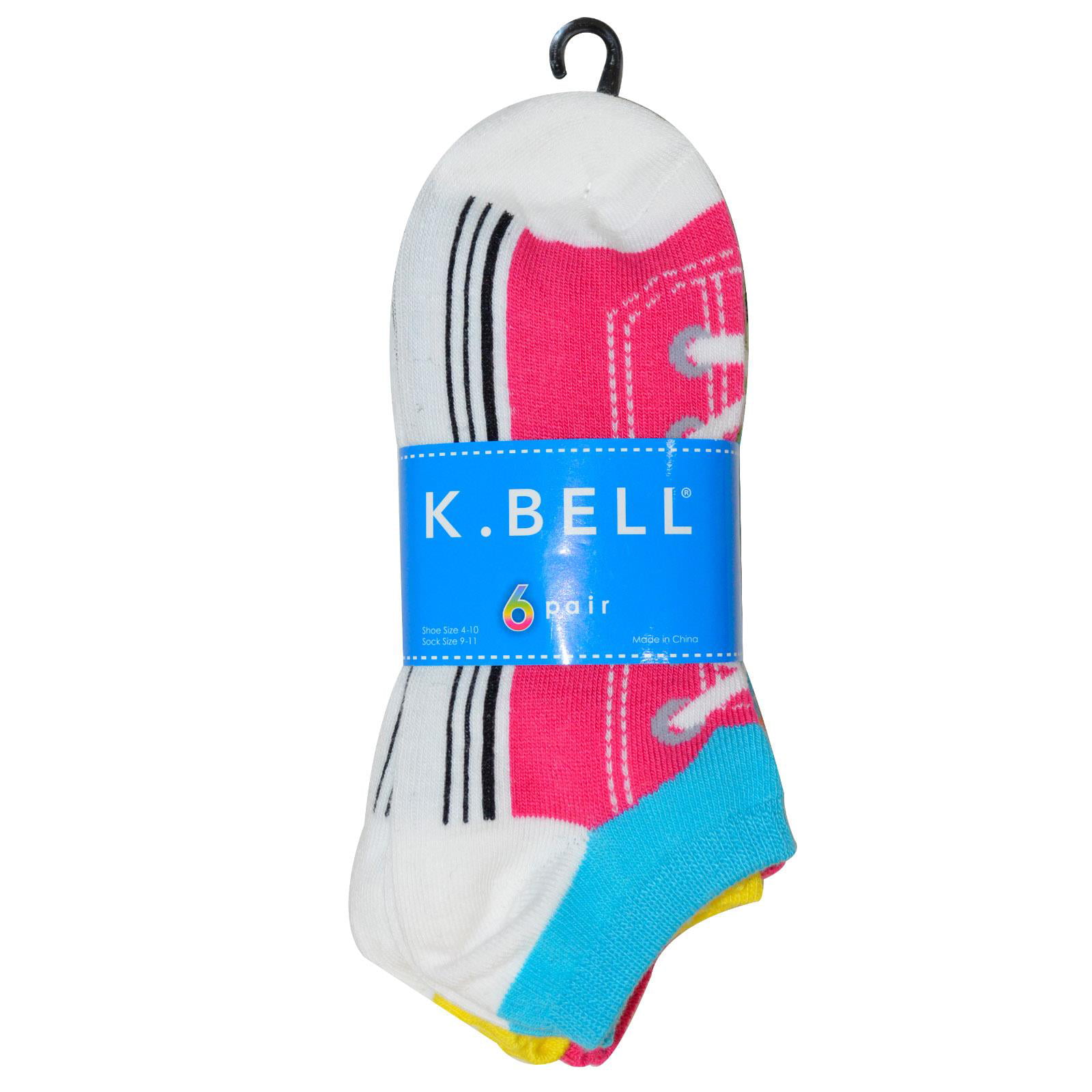 K Bell Womens 6 Pair Pack No Show Socks 9 11 White Walmart Canada 
