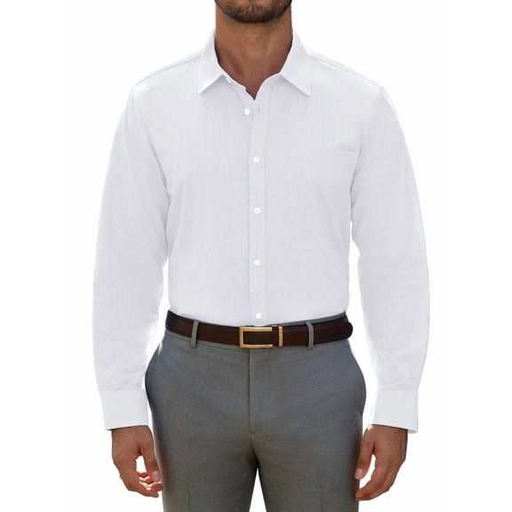 Youclos Men's Cotton Long Sleeve Button-Down Casual Dresses Shirt