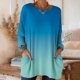 thumbnail image 1 of TaTaai Women‘s Casual Round Neck Gradient Long Sleeve Blouse With Pockets Loose Fit Solid Color T Shirts Soft Polyester Daily Holiday Travel Top Gift, 1 of 7