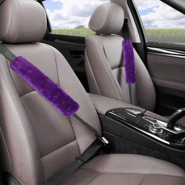 2 uds., cinturón de seguridad de felpa suave para coche, cubierta de correa de hombro, Protector de ajuste, conducción cómoda (púrpura) JAMW Sencillez
