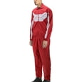 thumbnail image 1 of Men's Casual Running Working Out Jogging Gym Fitness Straight Leg Tracksuit Set (Red, M), 1 of 2
