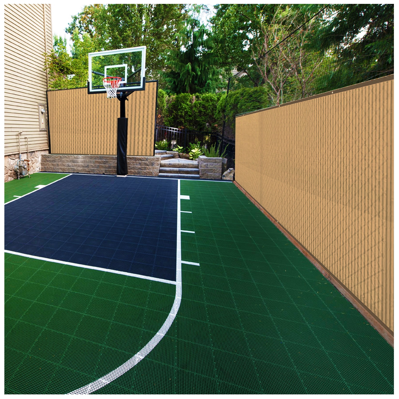 BOEN Privacy Fence Screen Netting, 6 ft x 100 ft, Beige, Reinforced Grommets, Commercial Fence Cover