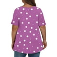 thumbnail image 3 of Women Tops under $5! Cagogo Plus Size Henley Shirts for Women Summer Trendy V Neck Loose Fit Blouses Polka Dots Dressy Short Sleeve Flowy T-shirts Outfits, 3 of 5