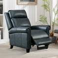 thumbnail image 2 of Bonzy Home Genuine Leather Recliner Push Back Recline Chair with Classic and Traditional Armrests Inlaid with Vintage Rivets, Navy, 2 of 9