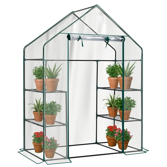 Ktaxon 4-Tier Walk-In Greenhouse, PVC Cover & Steel Frame, Indoor/Outdoor, 56x29x77in, Transparent