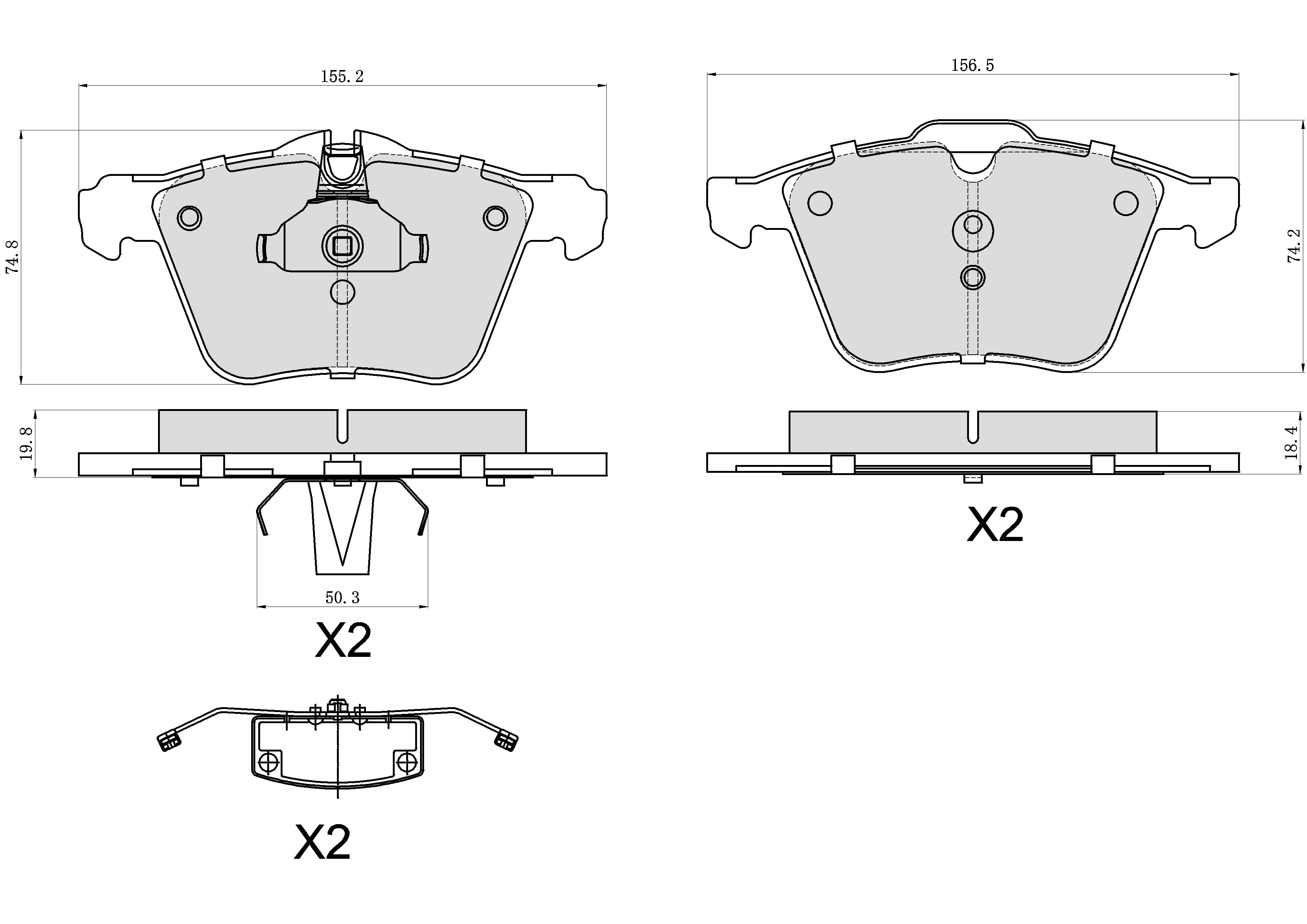 Winstop Brake Pad Set, Front WS.1240.0.M, Jaguar S Type 2008-2006