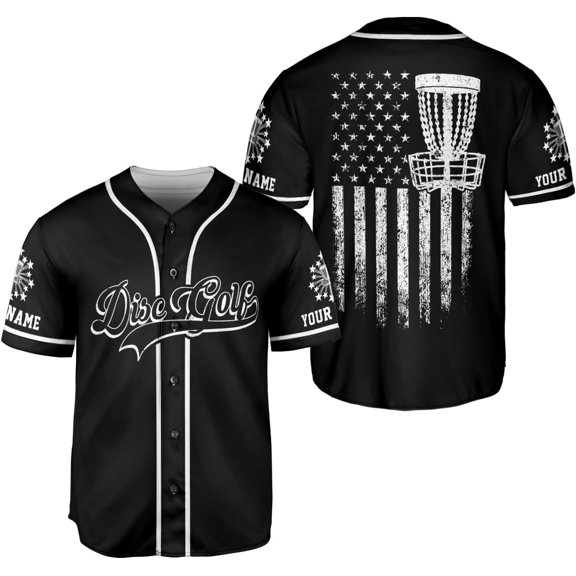 Personalized Disc Golf Baseball Jersey Disc Golf USA Flag Shirts Disc Golf Jersey for Men Women Disc Golf Lovers (S)