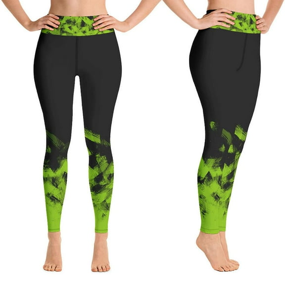 Green on Black Workout Leggings for Women Butt Lift Yoga Pants for Women High Waisted Leggings for Women
