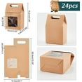 thumbnail image 2 of 24pcs Goodies Boxes Small Gift Boxes Gable Candy Treat Box Kraft Paper Box with Clear Windows for Bread Donuts Cookie Chocolate Birthday Wedding Valentine (2.3x3.9x3.7 inch), 2 of 9