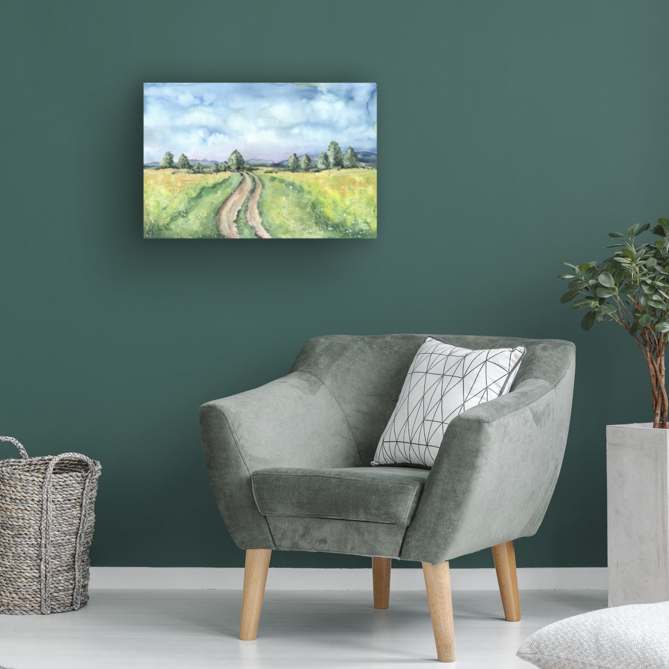 Canvas Wall Art - Jean Plout 'Country Road Landscape' Wall Art for Living Room, Bedroom, or Office Décor by Trademark Fine Art - 47 x 30 Inches