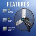thumbnail image 4 of Tornado 24 Inch Oscillating Wall Mount Fan Industrial Fan Use 3 Speed UL Safety Listed, 4 of 7