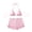 Pink, variant on Women's Push Up High Waist Bikini Set with Shorts Drawstring Triangle Halter Tummy Control Two Piece Bathing Suit