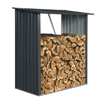3ft Firewood Rack Outdoor Storage for Wood Pellets Lumber Black