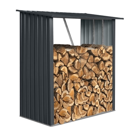 3ft Firewood Rack Outdoor Storage for Wood Pellets Lumber Black