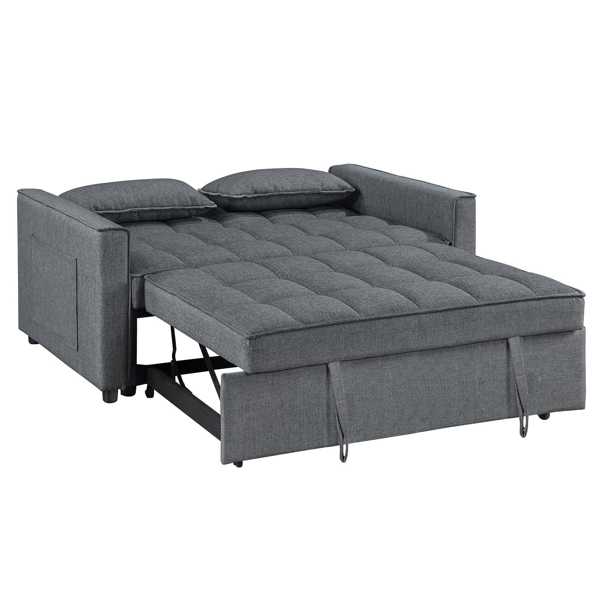 53'' Upholstered Convertible Loveseat Sleeper Sofa Bed for Apartment, Living Room, Office, Dark Gray
