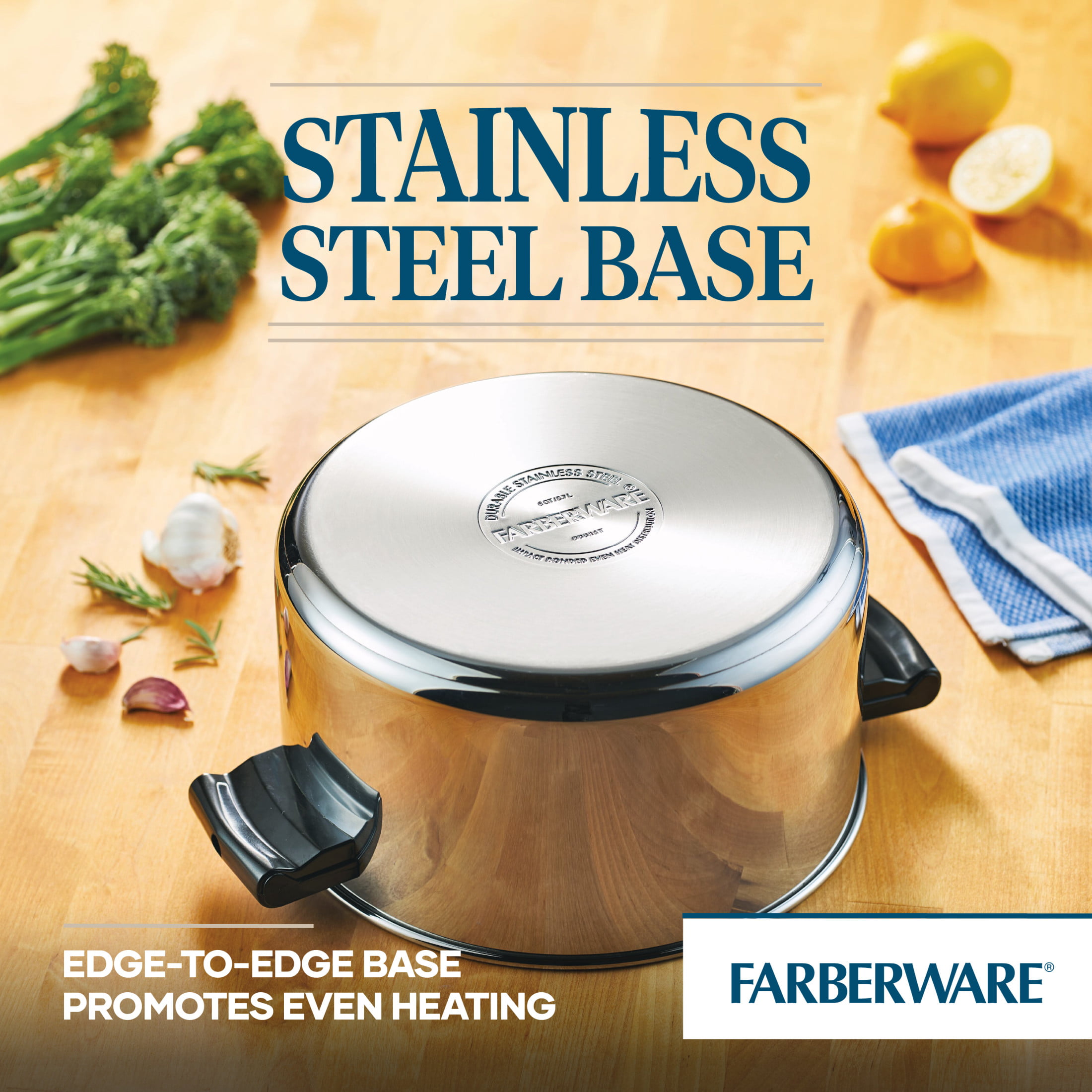 Farberware Classic Stainless Series 2-Quart Covered Double Boiler & Classic  Stainless Steel 6-Quart Stockpot with Lid, Stainless Steel Pot with Lid