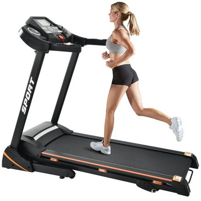 Folding Electric 3.5HP Treadmill With Incline Medium Running Machine Motorised LCD Gym 330lbs Folding Treadmill Electric Motorized Power 14.8KM/H Running Fitness Machine Gym