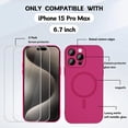 thumbnail image 3 of Case for iPhone 15 Pro Max Phone Case for Women, [Compatible with MagSafe] Matte Soft Metallic Design with Lens Protectors & 2 Screen Protectors for iPhone 15 Pro Max 6.7"-Hot Pink, 3 of 13