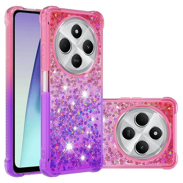 Funda para Xiaomi Redmi 14C Transparente con Brillos Carcasa Protectora Antigolpes con Glitter Brillante