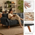 thumbnail image 5 of MIKIBAMA 75" Dark Gray 3 Seat Linen Convertible Futon Sofa Bed Tufted Design Adjustable Backrests With Solid Wood Legs for Small Spaces, 5 of 7