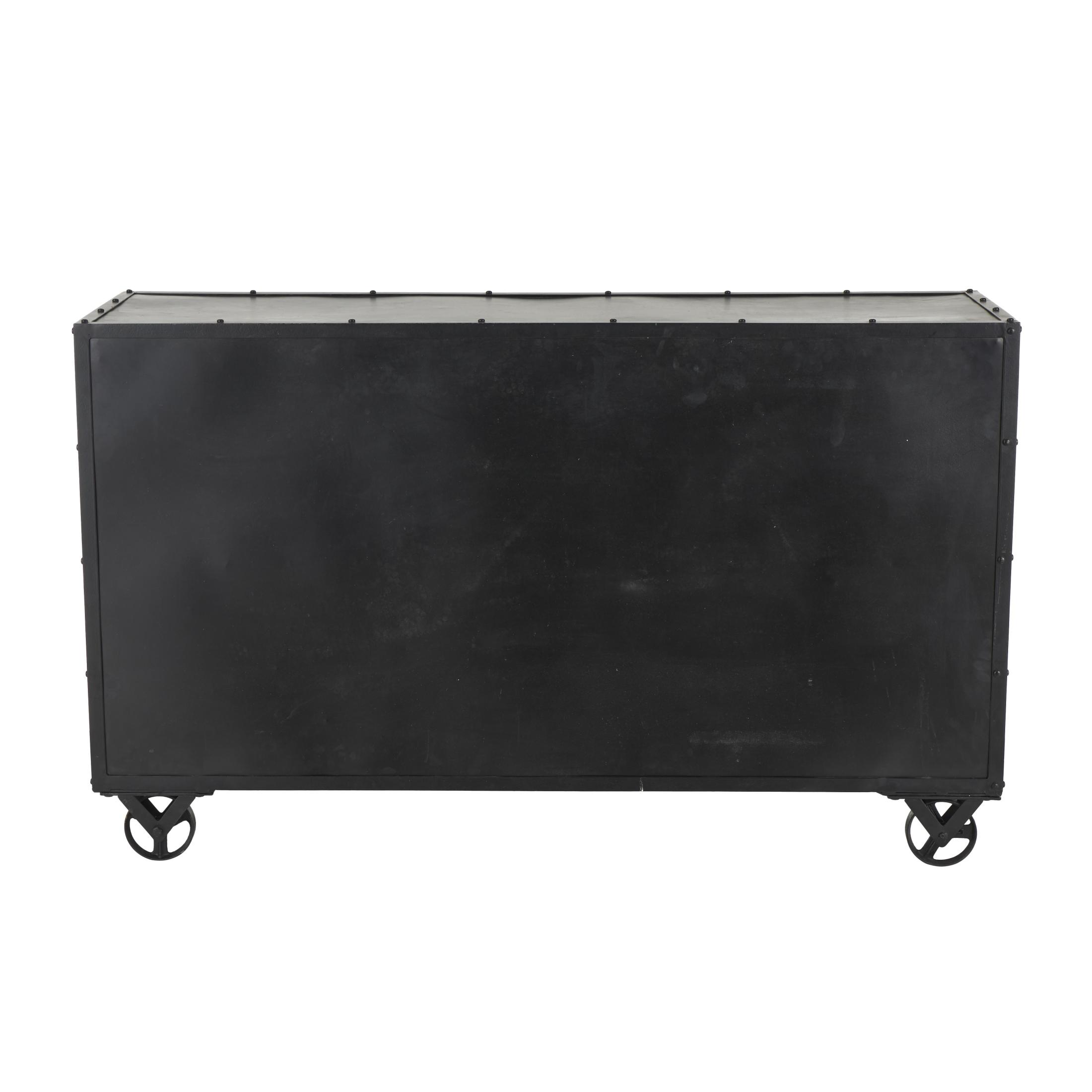 DecMode 60" x 37" Black Metal 2 Door and 3 Shelf Cabinet with 4 Wheels, 1-Piece