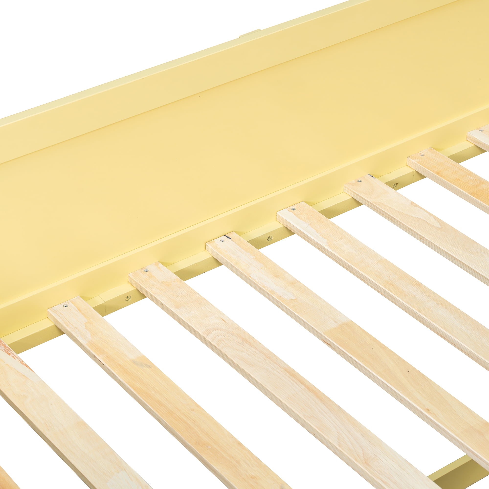 Mintazer Twin House Loft Bed with LED Lights, Kids Playhouse Bed with Ladder, Yellow