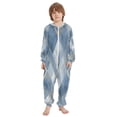 thumbnail image 2 of Soft Big Kids Onesie Pajamas Cozy Loose-Fit Jumpsuits for kids with Pockets for Christmas Lounge & Play Blue Plaid Pattern, 2 of 8